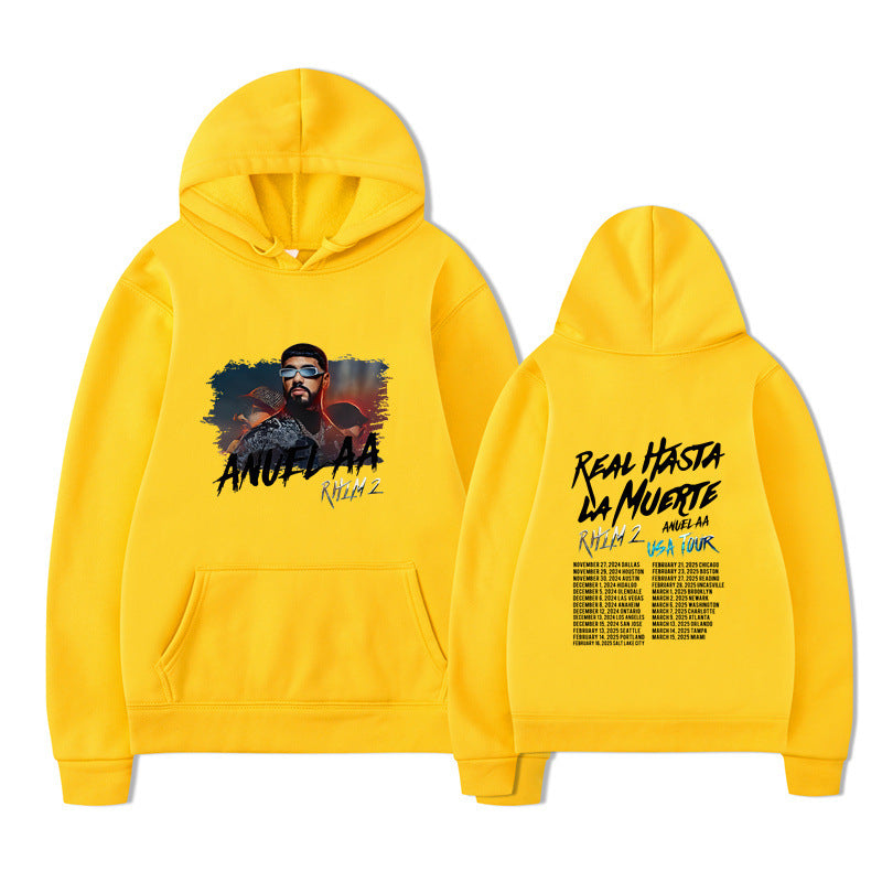 Rapper Anuel AA Real Hasta La Muerte Hoodies Mens Clothing H