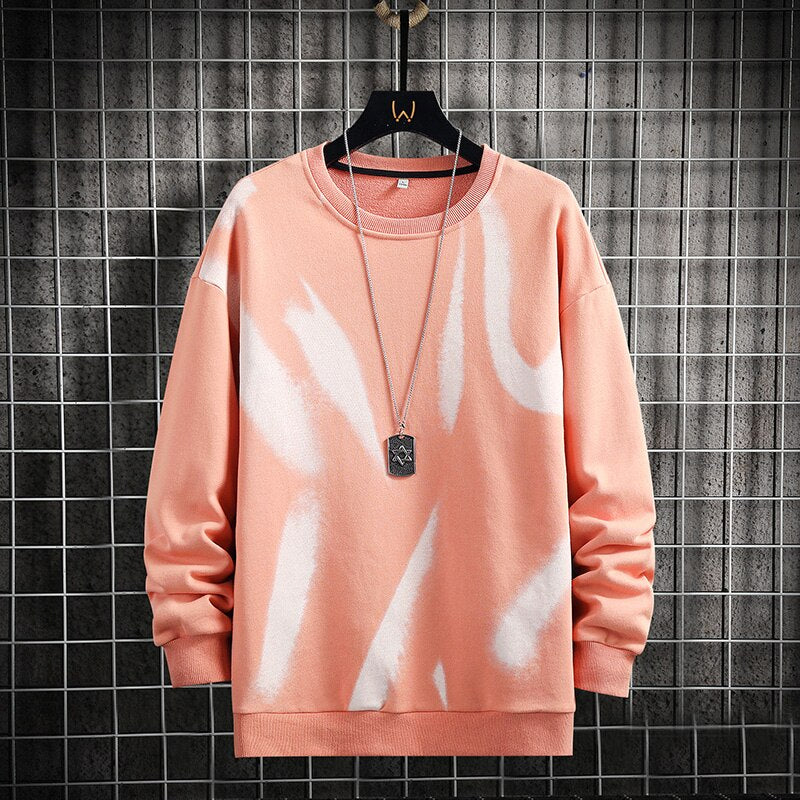 Men’s Street Print Sweatshirt, Casual Harajuku Korean Hip Hop Pullover