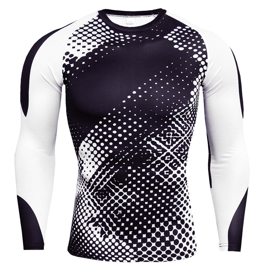Men’s Long Sleeve Compression Shirt, Quick‑Dry Gym Fitness Rashguard Top