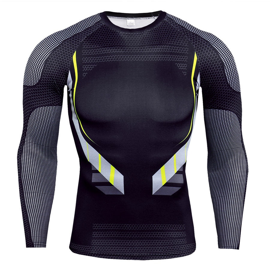 Men’s Long Sleeve Compression Shirt, Quick‑Dry Gym Fitness Rashguard Top
