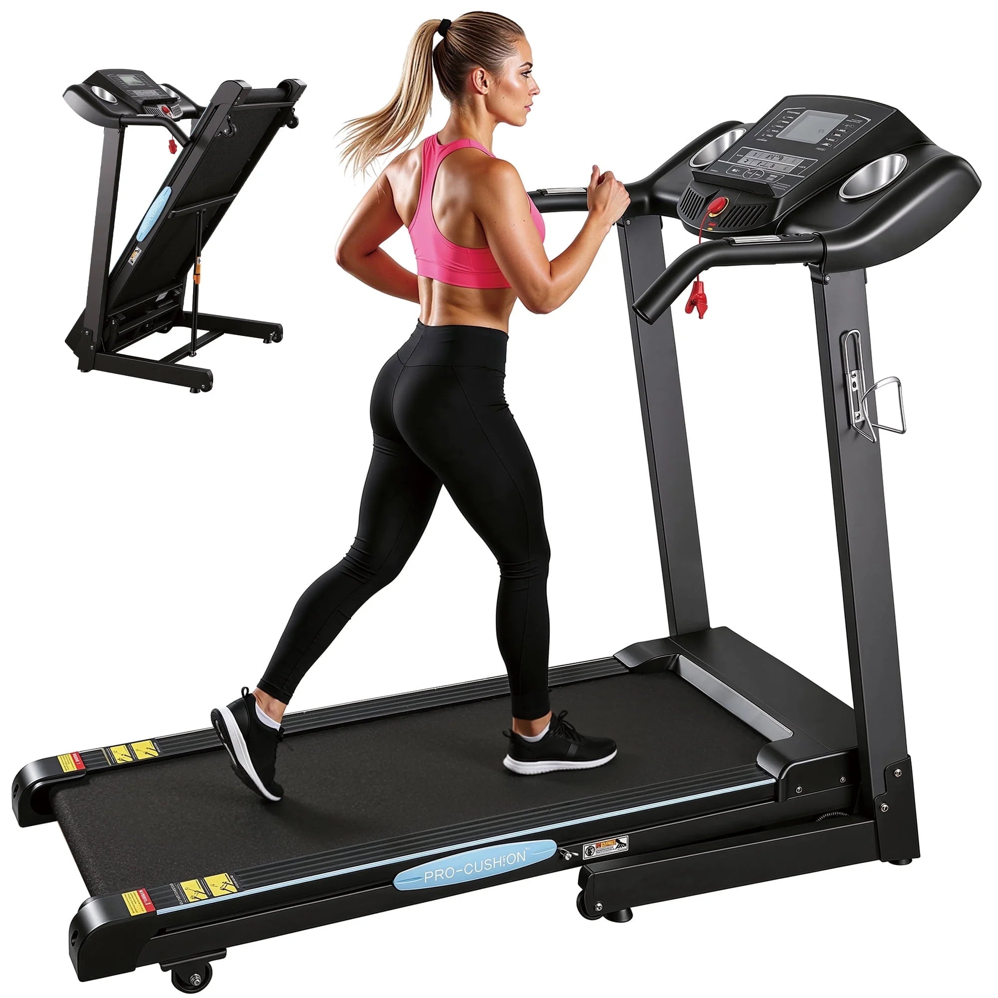 12Level Treadmill Auto Incline 2.5HP Folding Treadmill for Home with LCD Monitor 220Lbs 8.5 Mph Speed Range