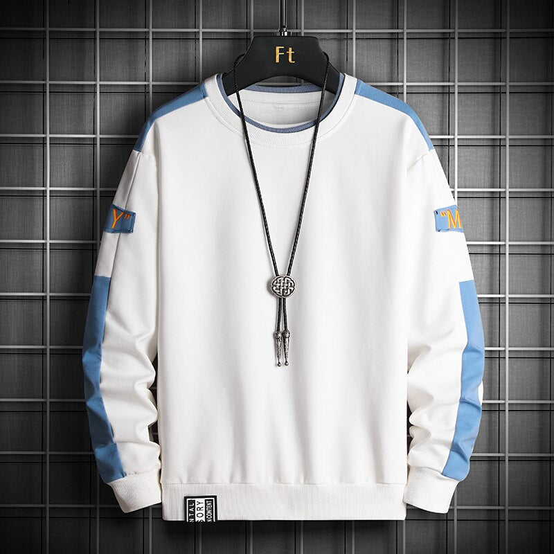Men’s Casual Multi‑Color Sweatshirt Hoodie, O‑Neck Patchwork Streetwear Pullover