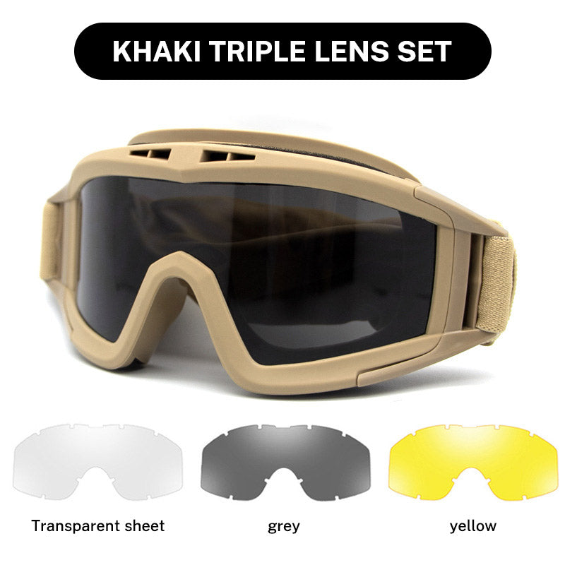 Military Tactical Goggles, Outdoor UV400 Windproof Army Airsoft Sports Eyewear