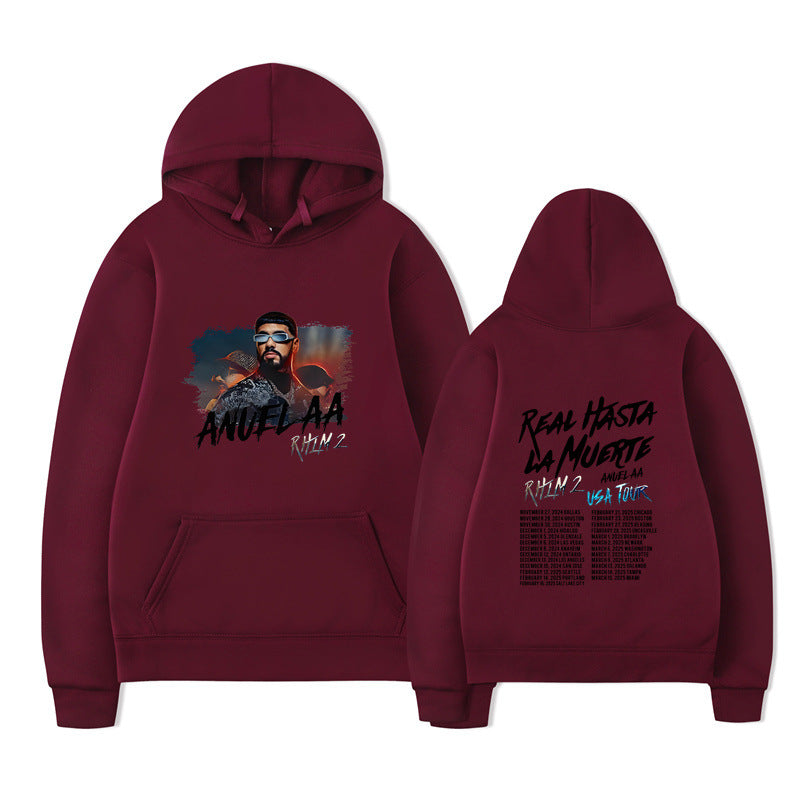 Rapper Anuel AA Real Hasta La Muerte Hoodies Mens Clothing H