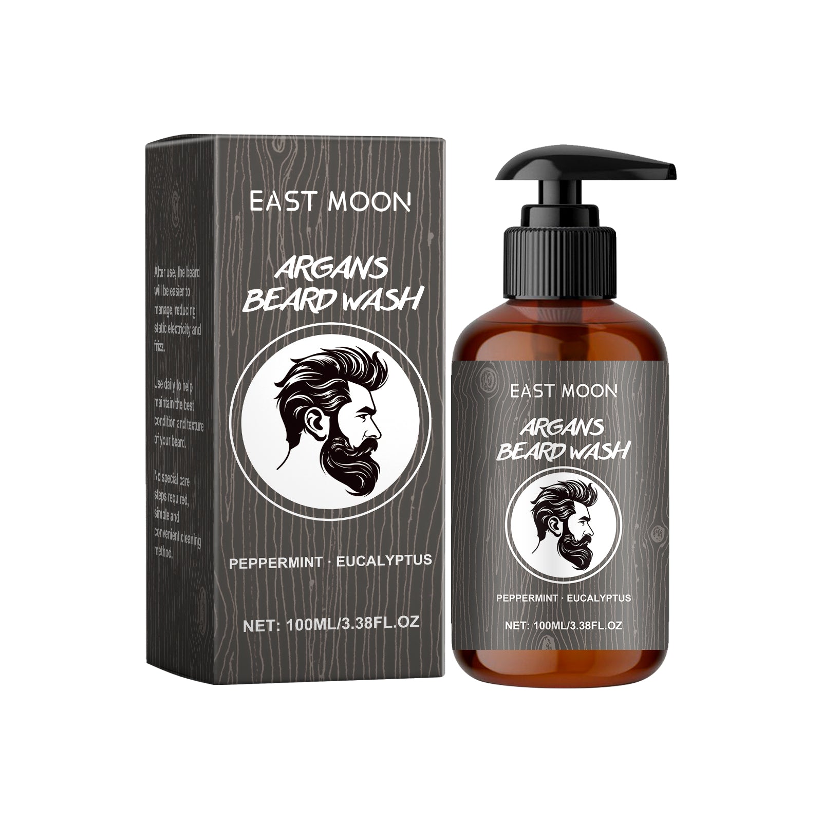 East Moon Men’s Facial Hair Shampoo, Cleansing, Moisturizing, Soft Beard, Gentle Shave Prep