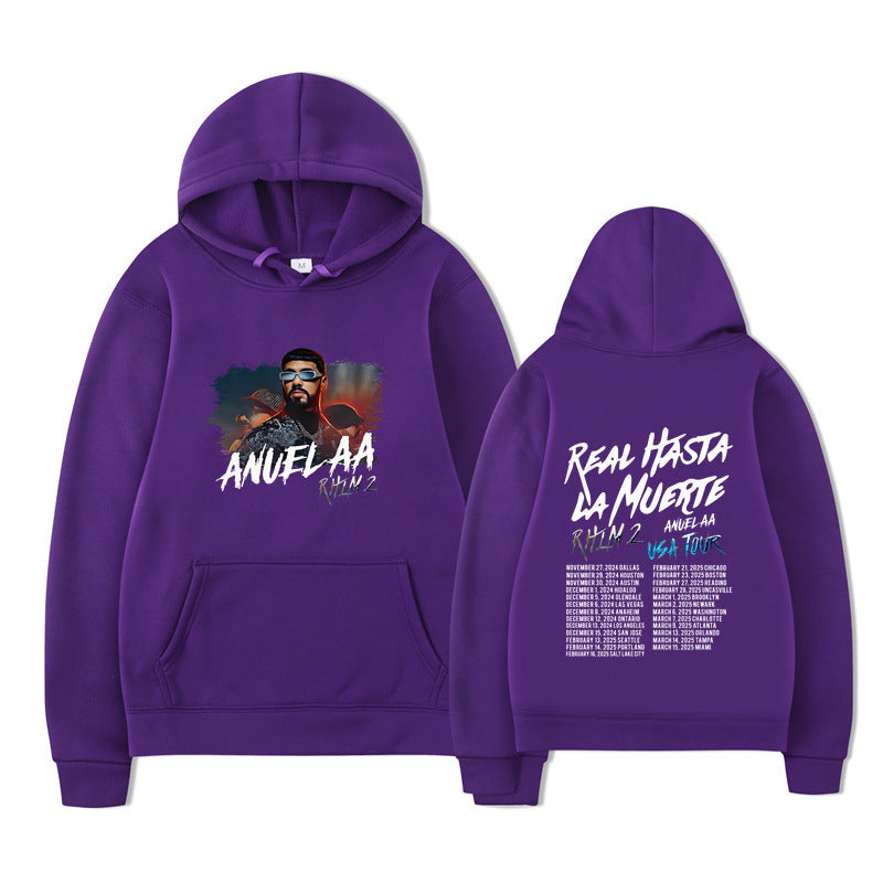 Rapper Anuel AA Real Hasta La Muerte Hoodies Mens Clothing H