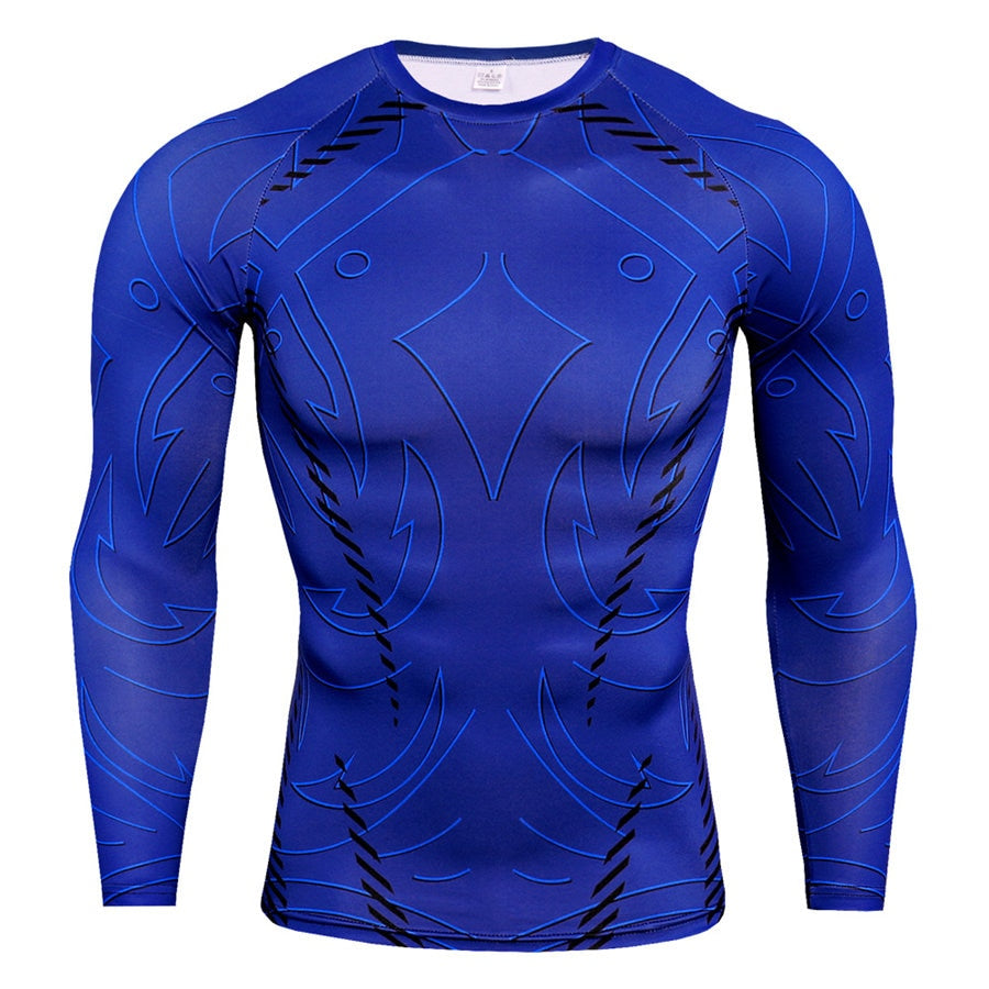 Men’s Long Sleeve Compression Shirt, Quick‑Dry Gym Fitness Rashguard Top