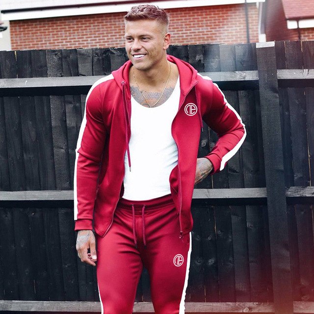 Men’s Sport Tracksuit Set, Running Gym Hoodie + Jogger Pants