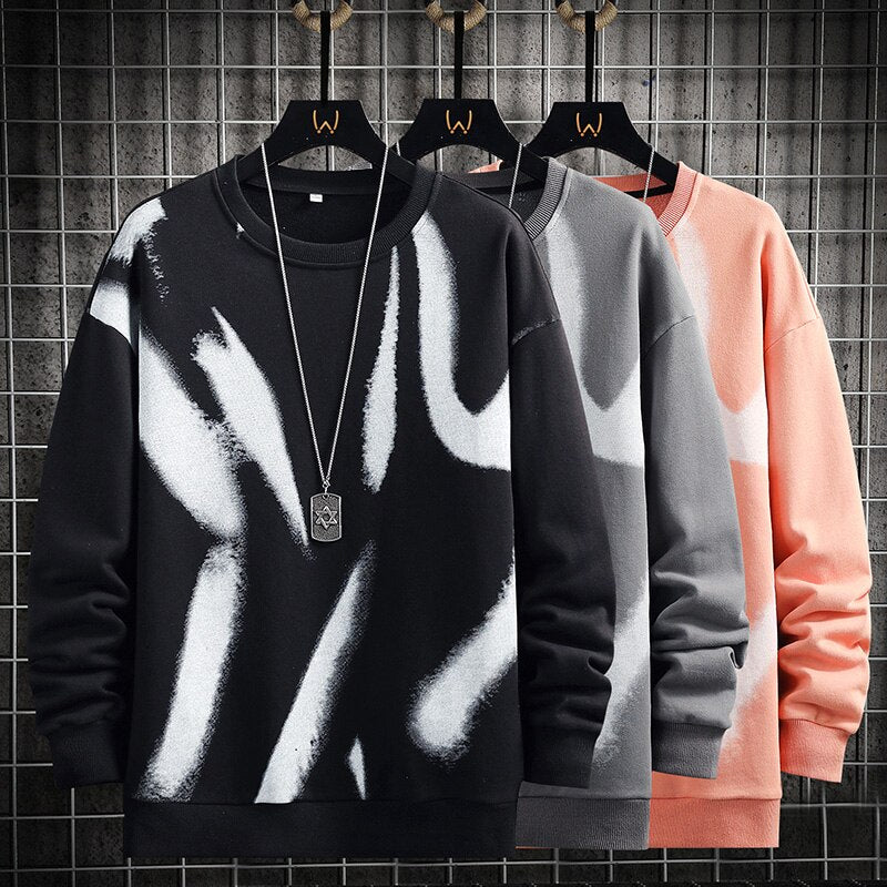 Men’s Street Print Sweatshirt, Casual Harajuku Korean Hip Hop Pullover