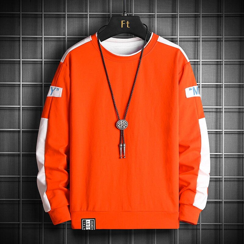 Men’s Casual Multi‑Color Sweatshirt Hoodie, O‑Neck Patchwork Streetwear Pullover