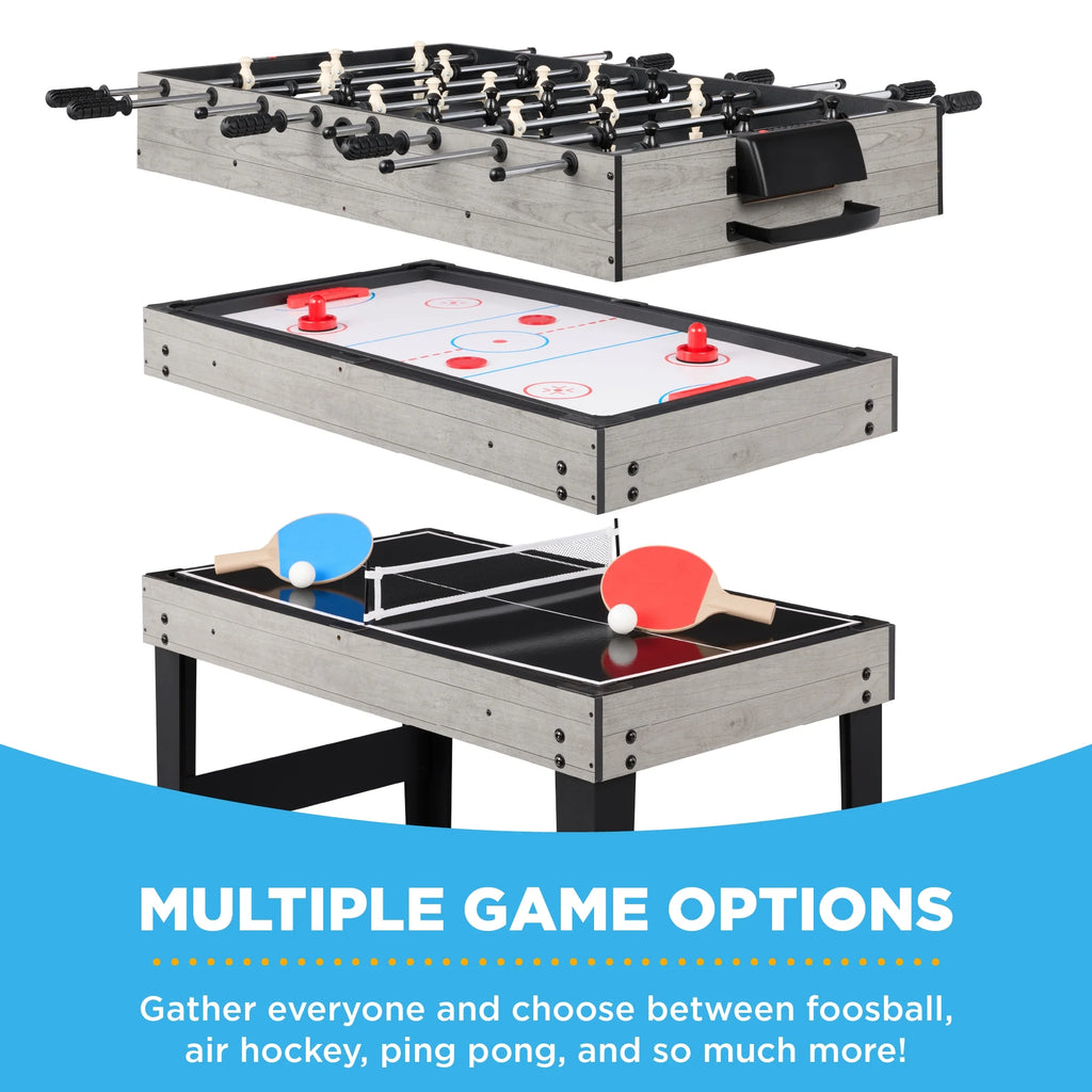 2X4Ft 10-In-1 Combo Game Table Set W/ Hockey, Foosball, Pool, Shuffleboard, Ping Pong - Gray