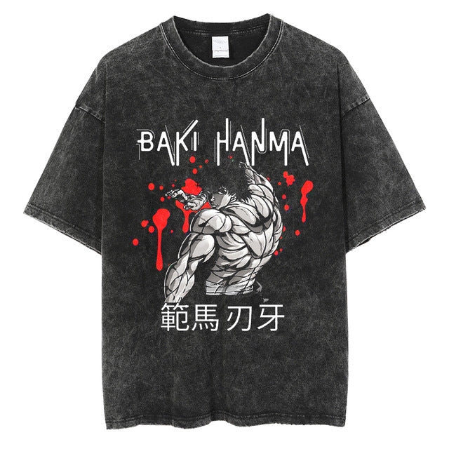 Grappler Baki Anime T‑Shirt, Harajuku Streetwear Vintage Short Sleeve