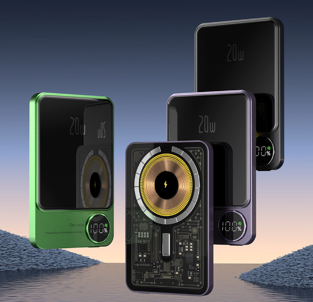 Magnetic Wireless Fast Charging Power Bank, Ultra‑Thin Portable Metal Design