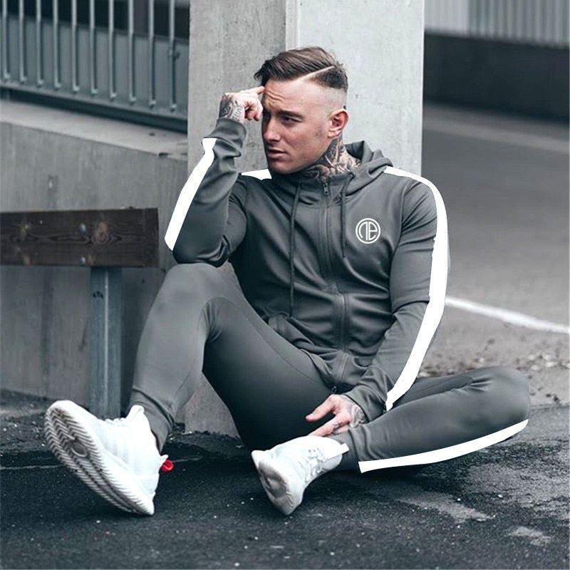 Men’s Sport Tracksuit Set, Running Gym Hoodie + Jogger Pants