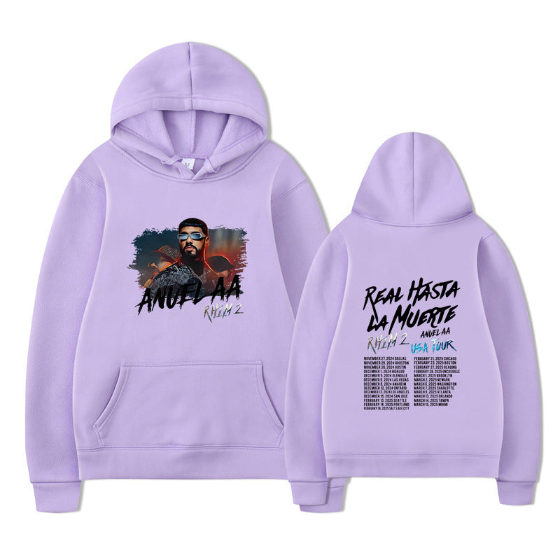 Rapper Anuel AA Real Hasta La Muerte Hoodies Mens Clothing H