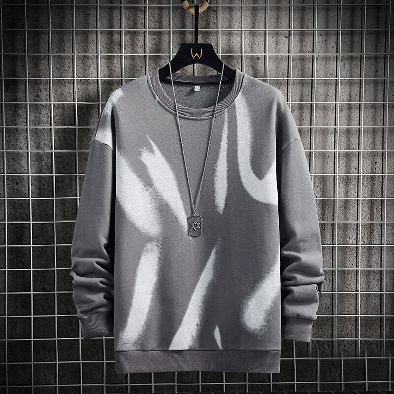Men’s Street Print Sweatshirt, Casual Harajuku Korean Hip Hop Pullover