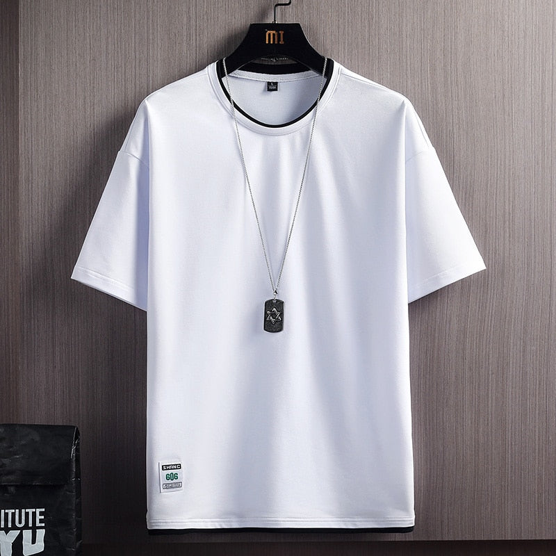Men’s Summer Casual T‑Shirt, Solid Color Short Sleeve Sportswear