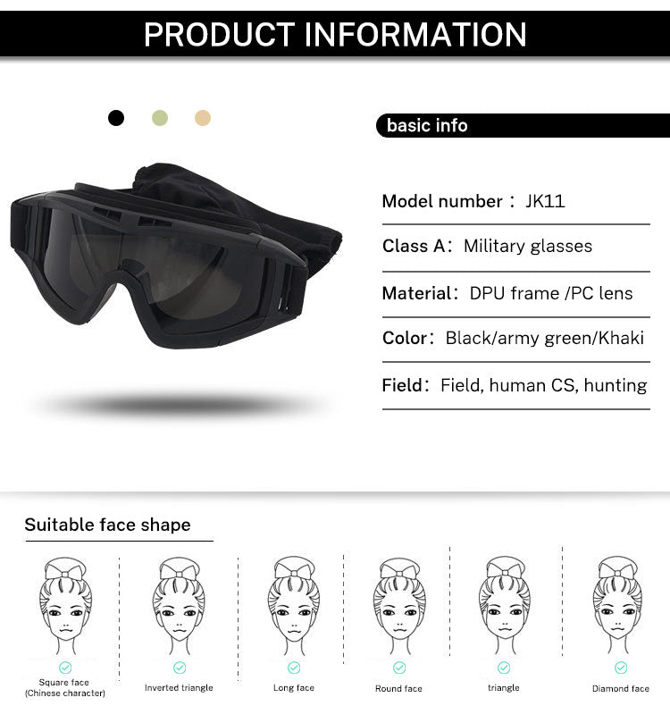 Military Tactical Goggles, Outdoor UV400 Windproof Army Airsoft Sports Eyewear