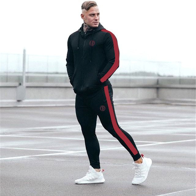 Men’s Sport Tracksuit Set, Running Gym Hoodie + Jogger Pants