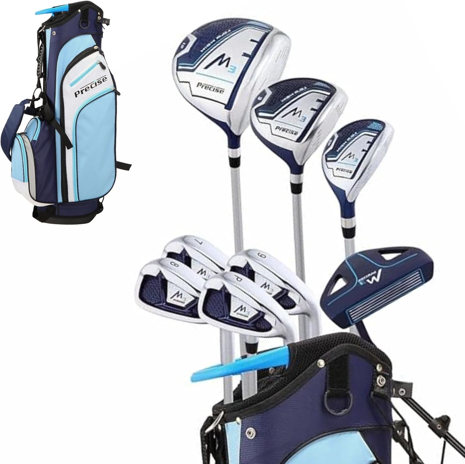 M3 Complete Womens Golf Clubs Set, Includes Driver, Fairway, Hybrid, 7-PW Irons, Wedge, Putter, Stand Bag, 3 H/C'S Blue, Golf Clubs Women Right Handed, Regular or Petite Size
