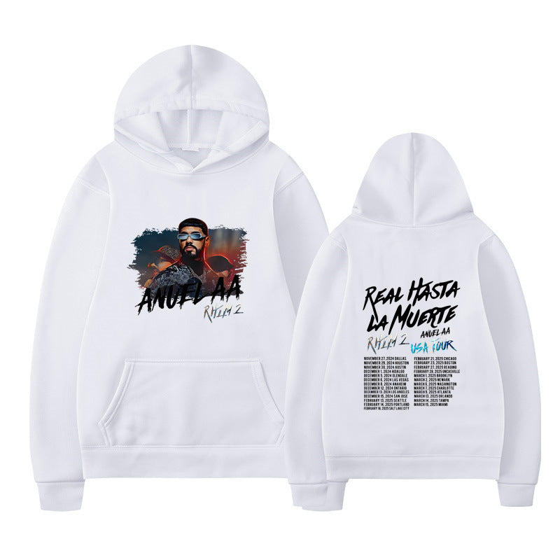 Rapper Anuel AA Real Hasta La Muerte Hoodies Mens Clothing H