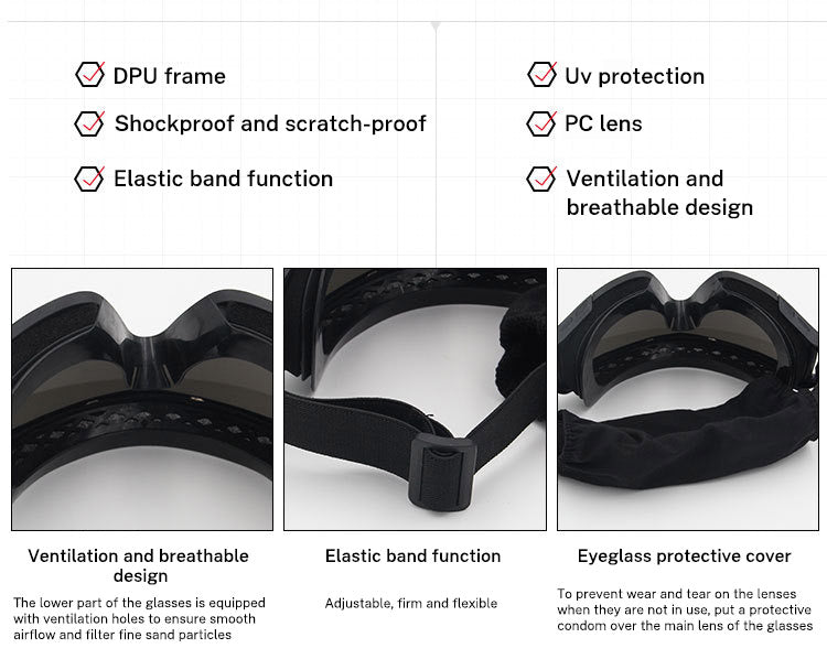 Military Tactical Goggles, Outdoor UV400 Windproof Army Airsoft Sports Eyewear