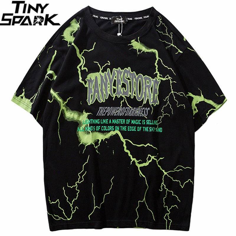 Dark Lightning Hip Hop Streetwear T‑Shirt