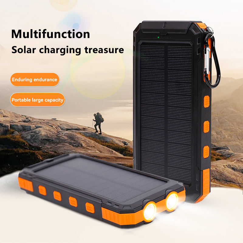 Ultra‑Thin Solar Power Bank 20000mAh, Compass Three‑Proof Portable Charger