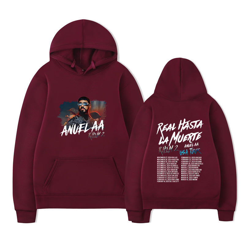 Rapper Anuel AA Real Hasta La Muerte Hoodies Mens Clothing H