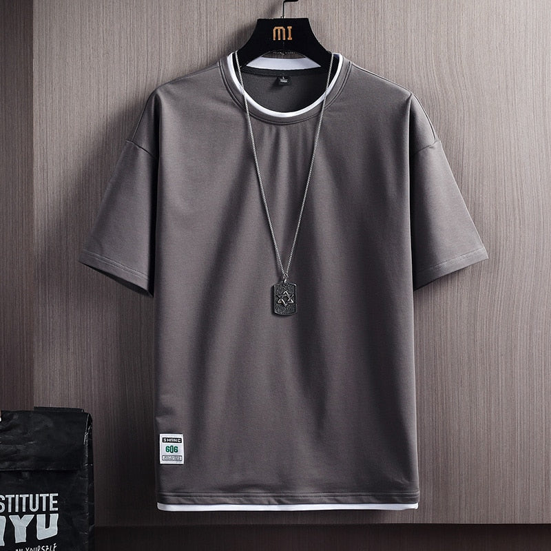 Men’s Summer Casual T‑Shirt, Solid Color Short Sleeve Sportswear