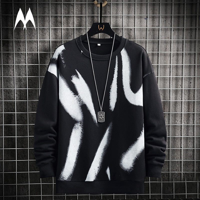 Men’s Street Print Sweatshirt, Casual Harajuku Korean Hip Hop Pullover