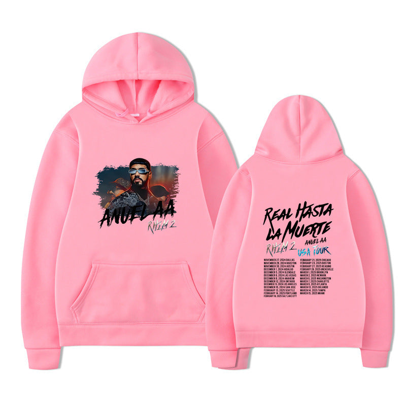 Rapper Anuel AA Real Hasta La Muerte Hoodies Mens Clothing H