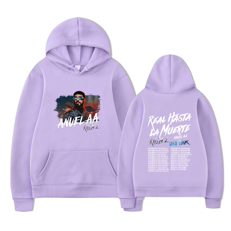 Rapper Anuel AA Real Hasta La Muerte Hoodies Mens Clothing H