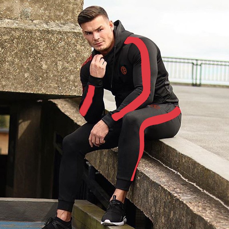 Men’s Sport Tracksuit Set, Running Gym Hoodie + Jogger Pants