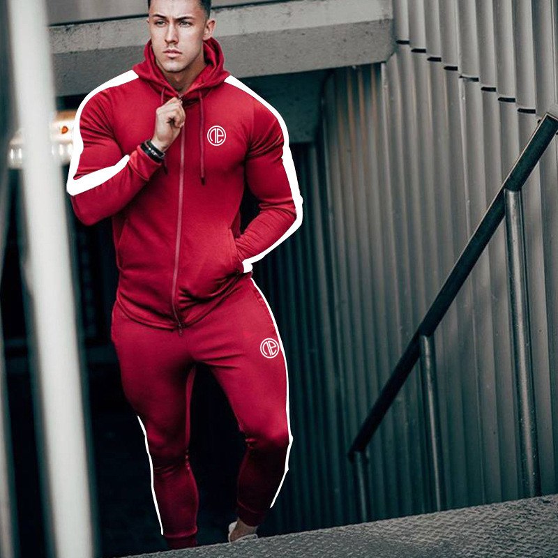 Men’s Sport Tracksuit Set, Running Gym Hoodie + Jogger Pants