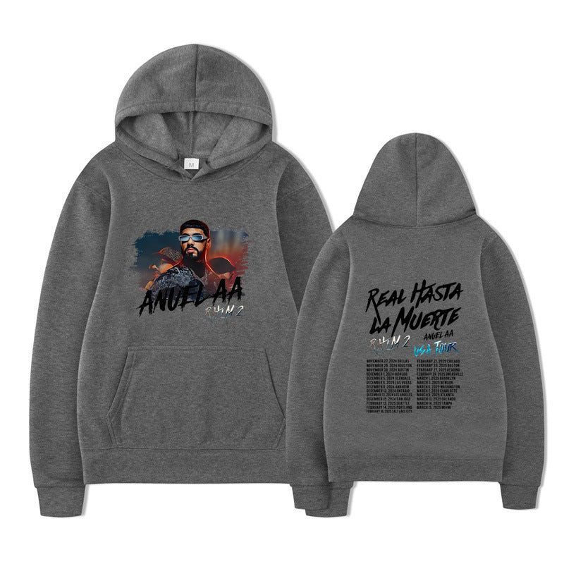 Rapper Anuel AA Real Hasta La Muerte Hoodies Mens Clothing H