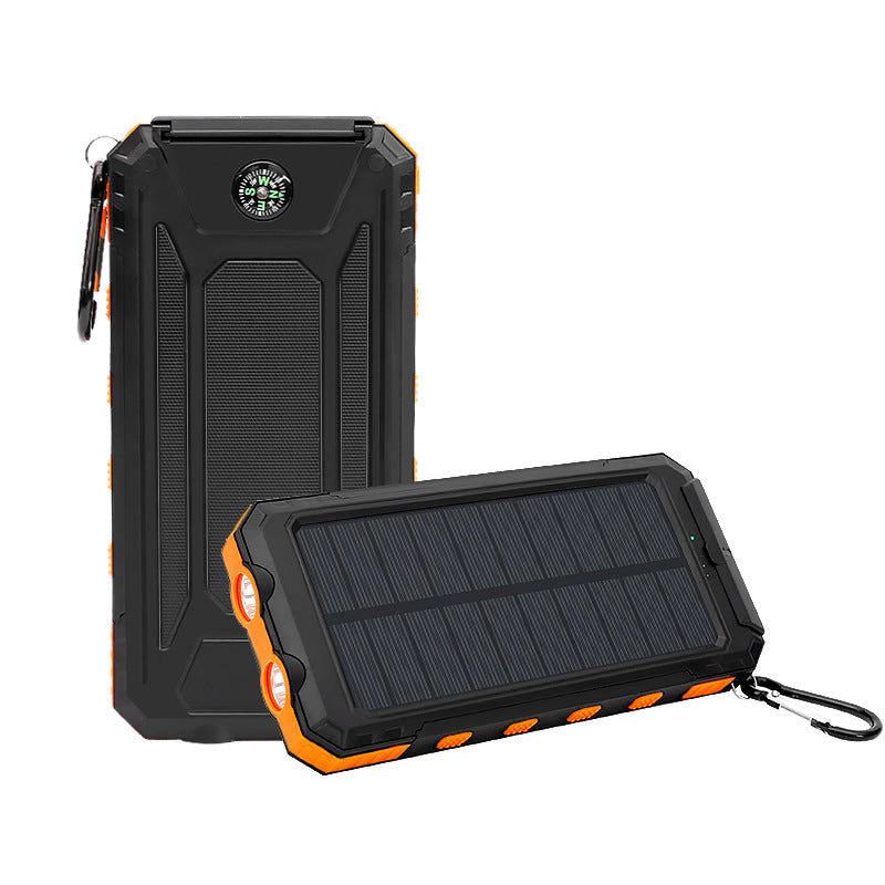 Ultra‑Thin Solar Power Bank 20000mAh, Compass Three‑Proof Portable Charger