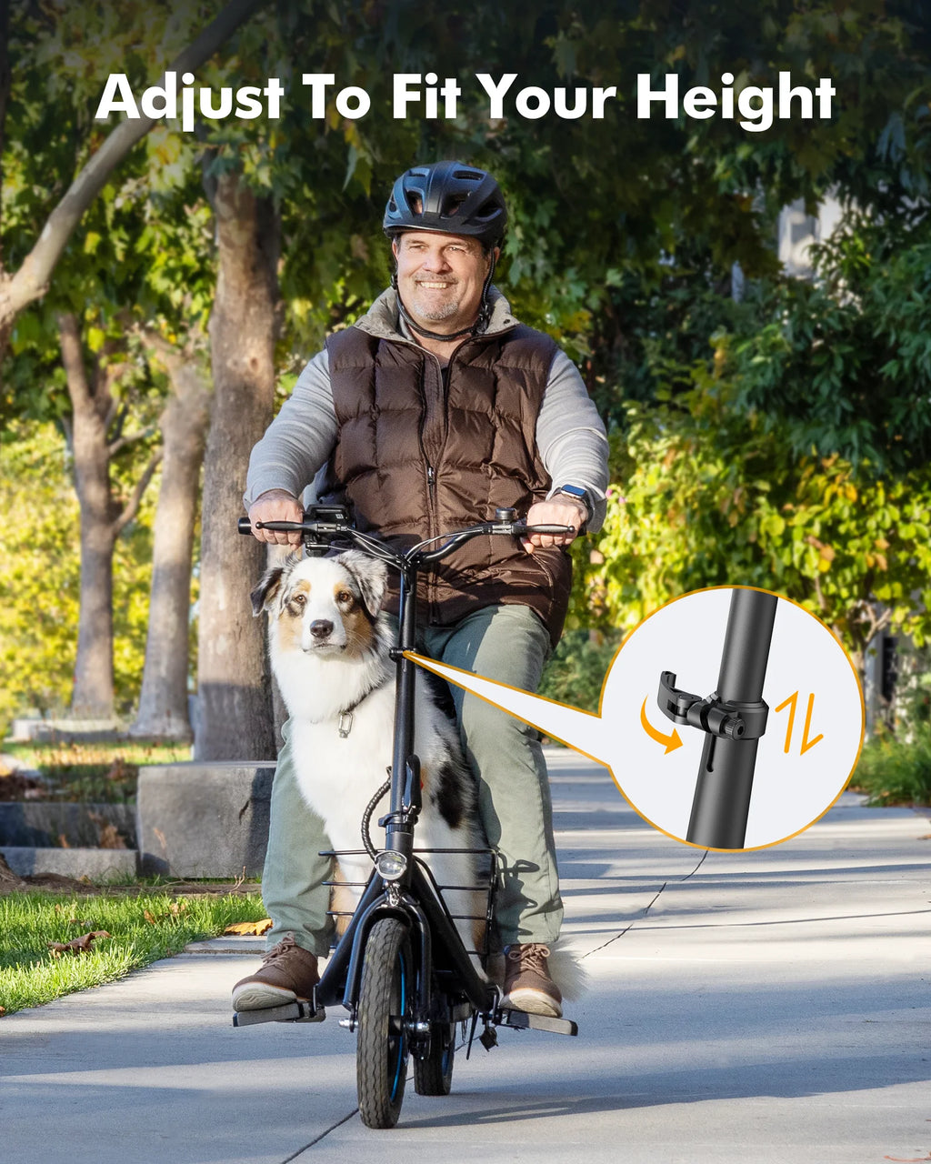 650W Electric Scooter with Seat for Heavy Adults up to 300LB - 14" Wheels with Basket & Dual Shock Absorbers & Free Dog Mat, 48V/13.5Ah,30 Miles Range, 18.6MPH