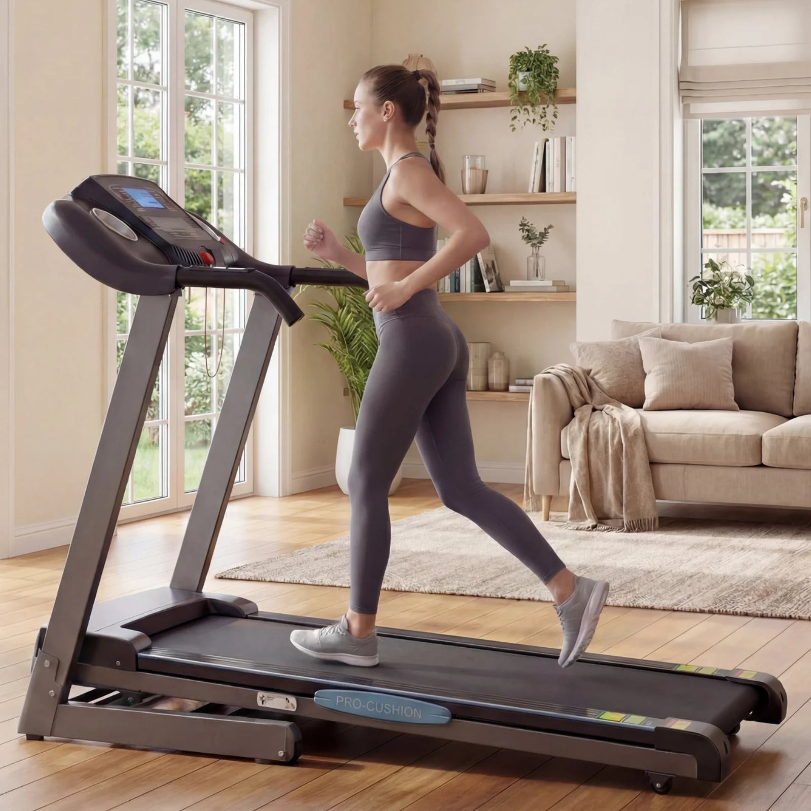 12Level Treadmill Auto Incline 2.5HP Folding Treadmill for Home with LCD Monitor 220Lbs 8.5 Mph Speed Range